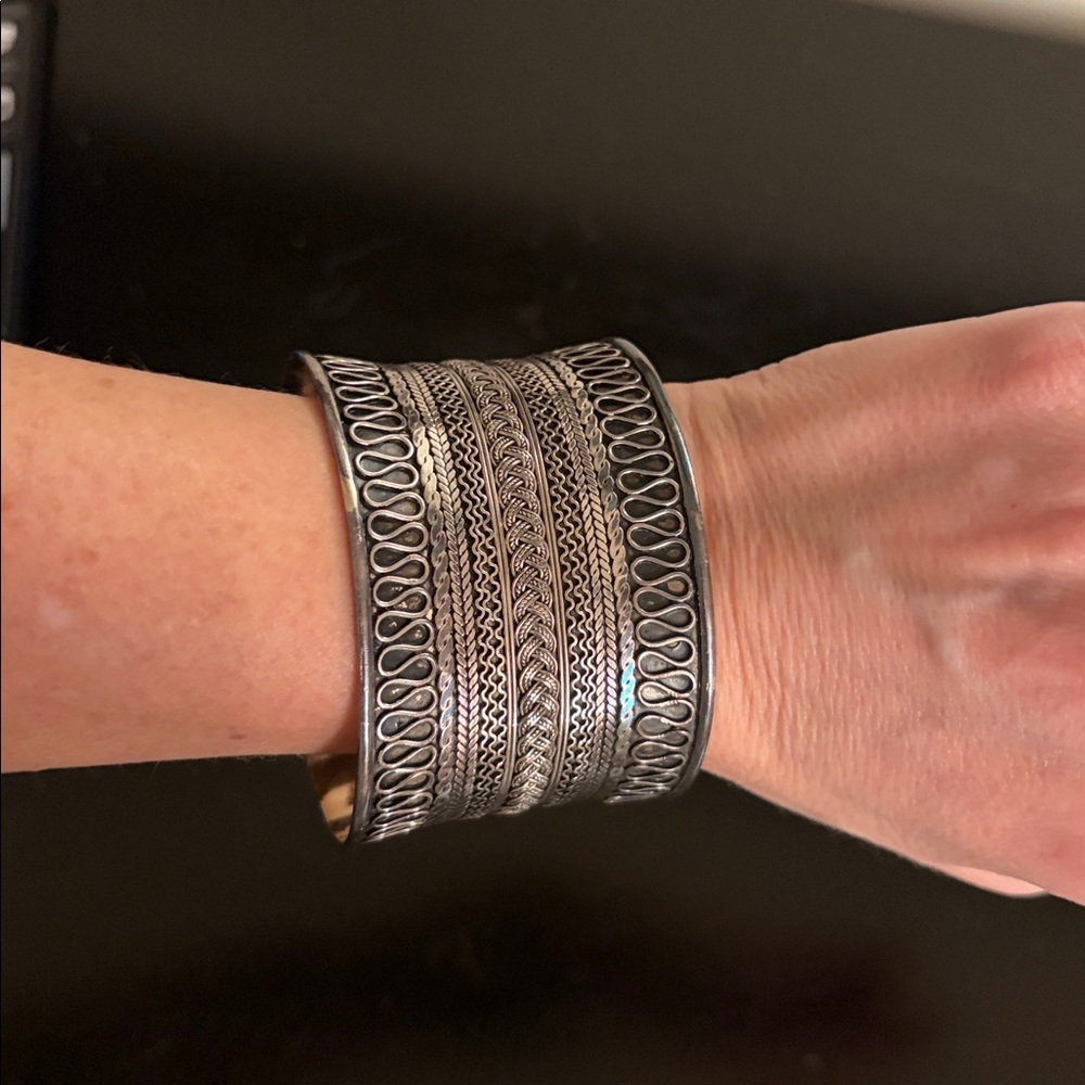 Silver cuff bracelet - vintage, made and purchased in Morocco
